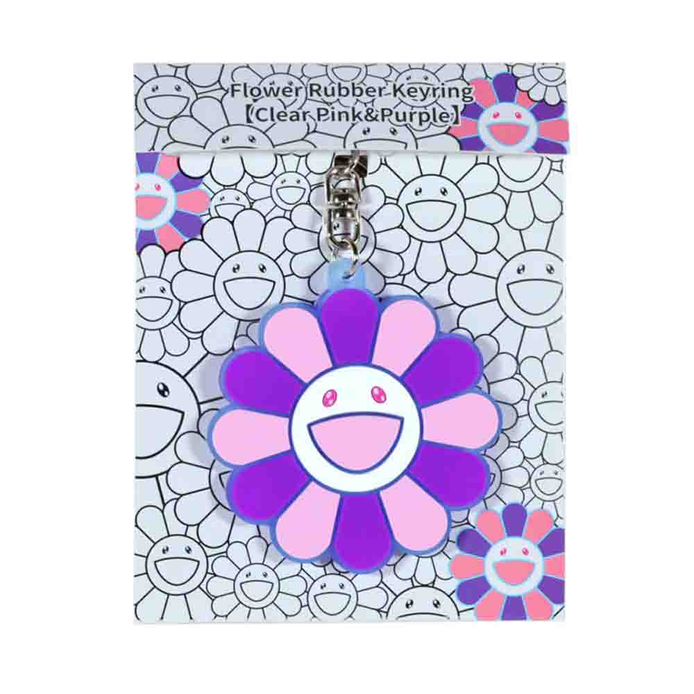 TAKASHI MURAKAMI Flower Rubber Keyring - Clear Pink/Purple