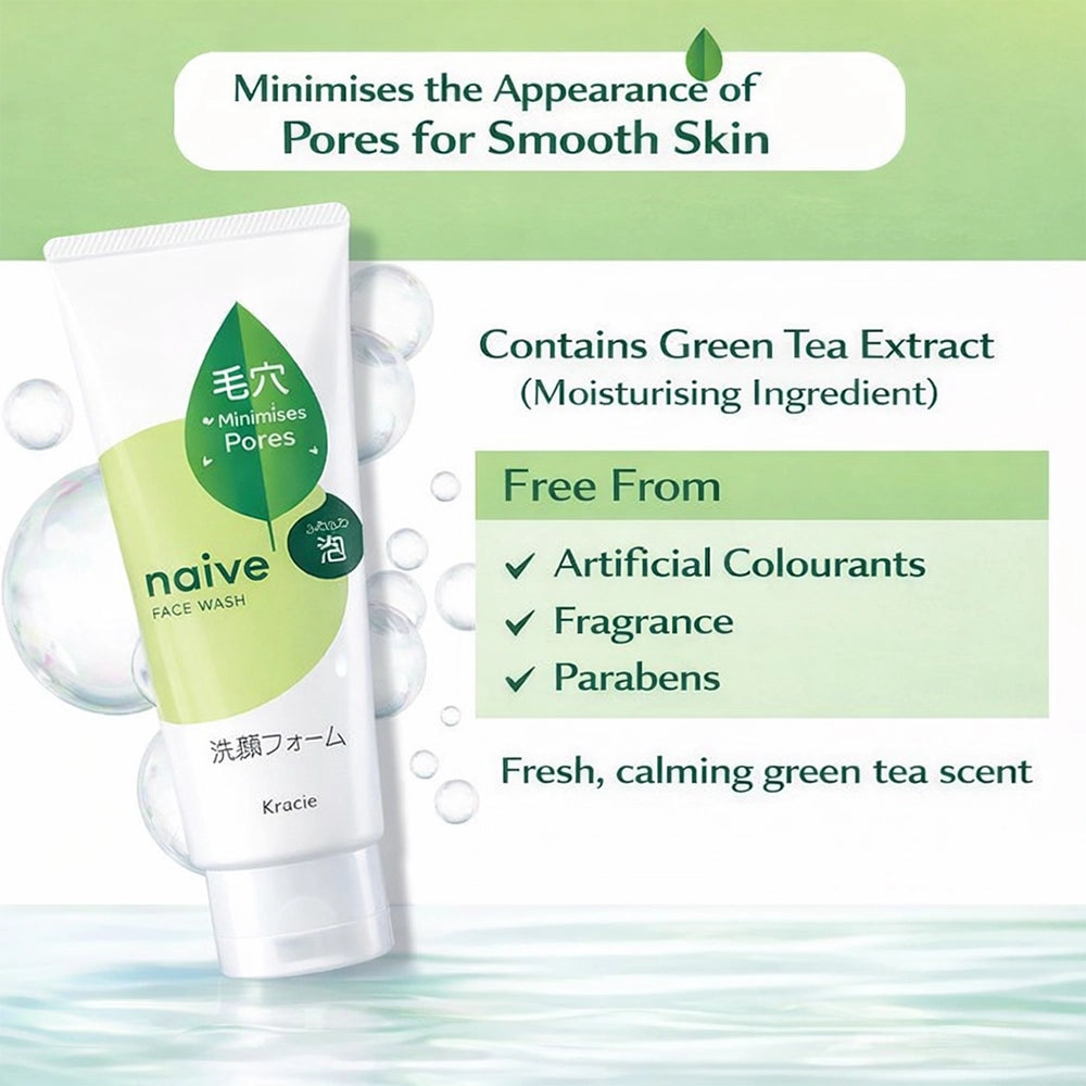 Kracie Naive Pore-Cleansing Face Wash with Green Tea Extract 120g