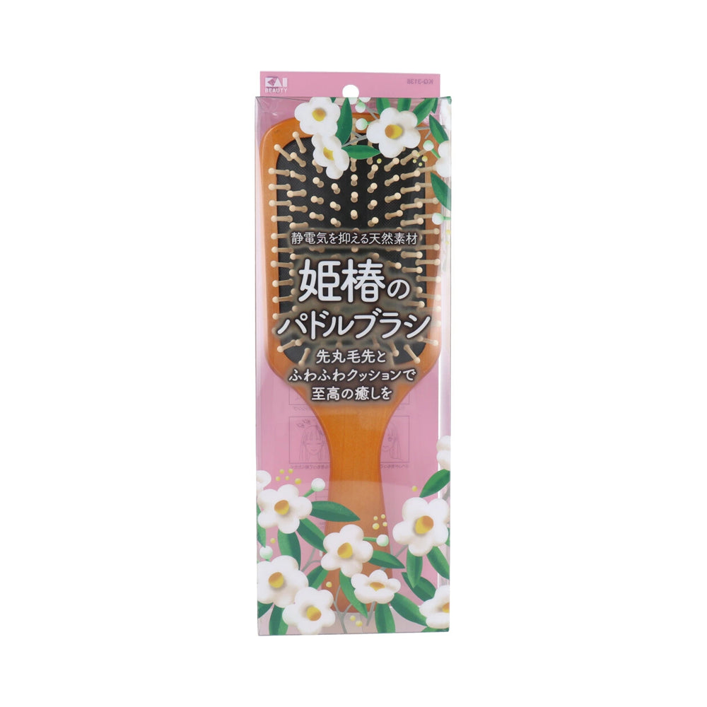 KAI Hair Brush Hime Tsubaki Paddle Brush S Size Compact