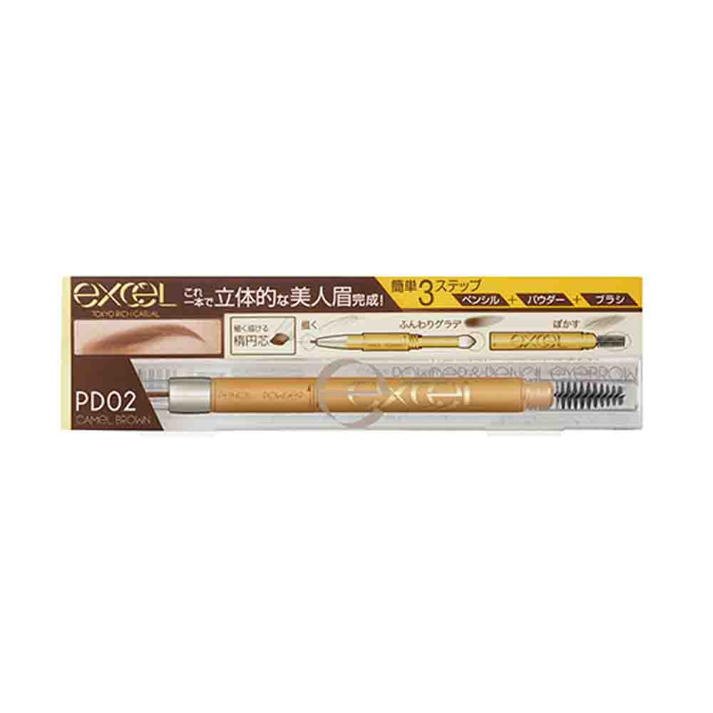 EXCEL - Excel Powder & Pencil Eyebrow #PD02 Camel Brown 0.4g