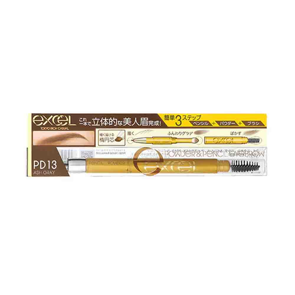 EXCEL - Excel Powder & Pencil Eyebrow #PD13 Ash Gray 0.4g