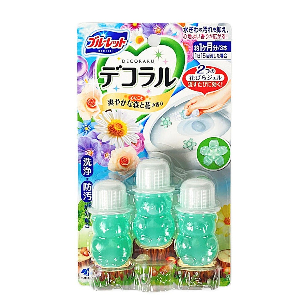 KOBAYASHI SEIYAKU Bluelet Decoral Toilet Bowl Cleaner Stamp - Refreshing Forest and Flower Scent