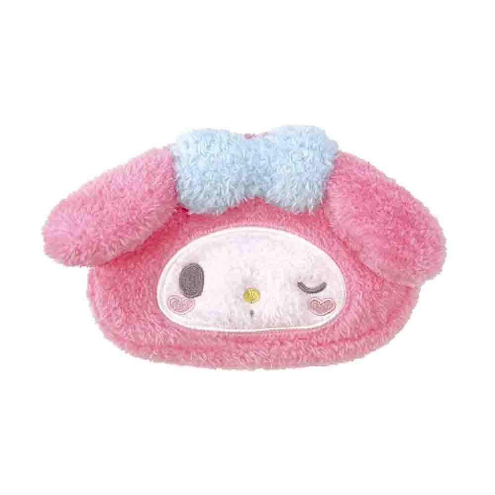 SANRIO Fluffy Zipped Cosmetic Bag with Mirror (Wink)-My Melody