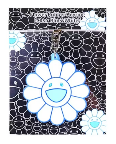 TAKASHI MURAKAMI Flower Rubber Keyring Light Blue/ White