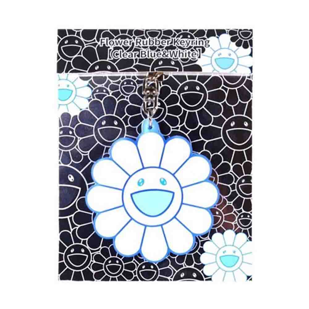 TAKASHI MURAKAMI Flower Rubber Keyring Clear Blue/White