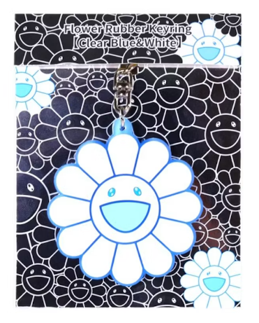 TAKASHI MURAKAMI Flower Rubber Keyring Clear Blue/White