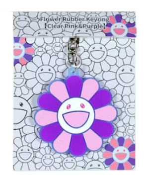 TAKASHI MURAKAMI Flower Rubber Keyring Clear Pink/Purple