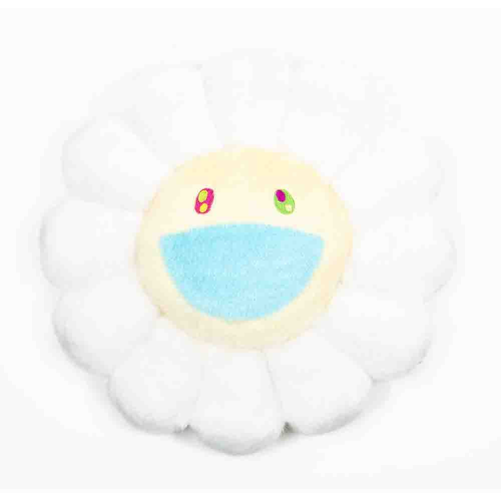 TAKASHI MURAKAMI FLOWER CUSHION 30CM WHITE  BLUE MOUTH