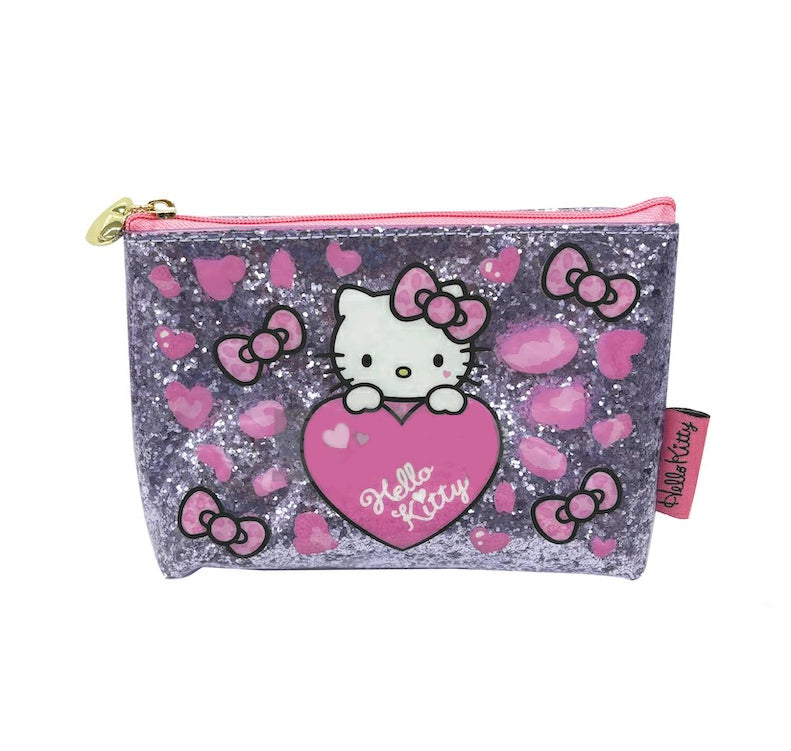 SANRIO Hello Kitty Glitter Pouch Leopard Pink