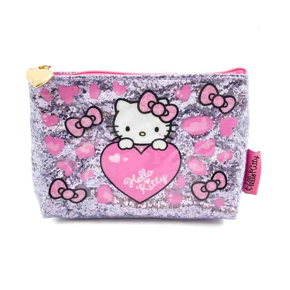 SANRIO Hello Kitty Glitter Pouch Leopard Pink