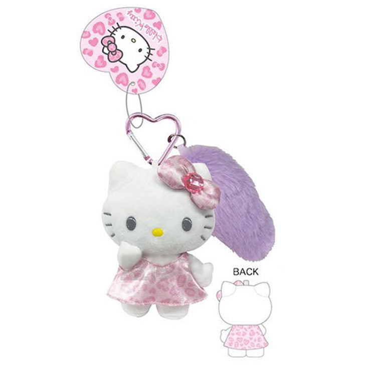 SANRIO Mascot Keychain with Tail - Hello Kitty / Gogo Gal Collection Leopard Pink