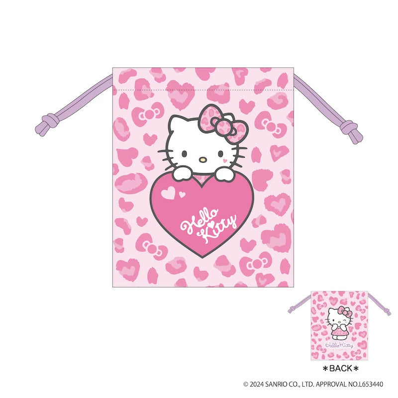 SANRIO Hello Kitty 90s Drawstring Bag Leopard (Pink)