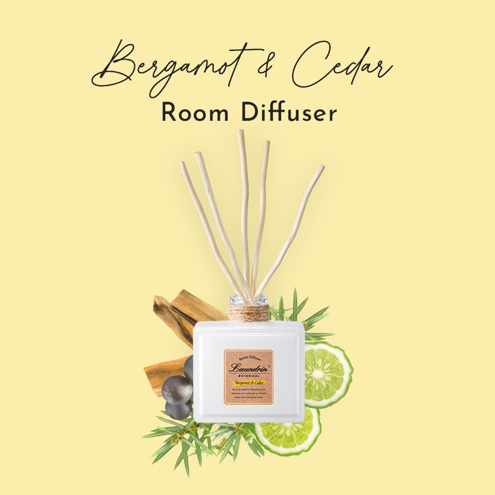 LAUNDRIN Botanical Room Diffuser-Bergamot & Cedar 80ml