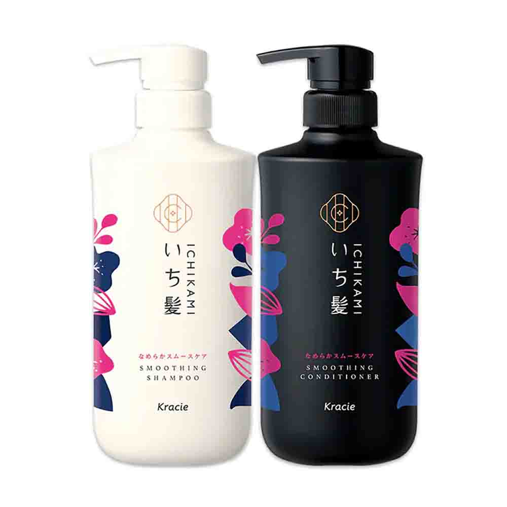 [LIMITED SET]Kracie ICHIKAMI Nameraka Smooth & Sleek Care Shampoo & Conditioner Set