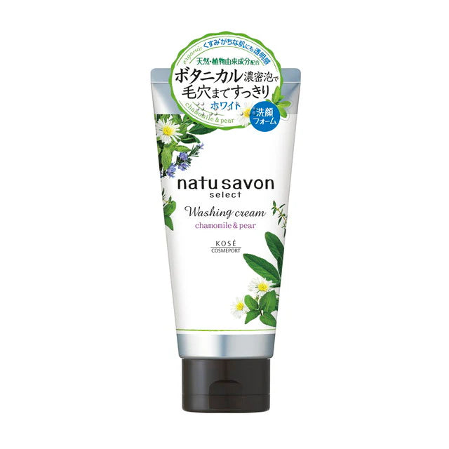 KOSE Softymo Natu Savon White Washing Cream-Chamomile & Pear 130g