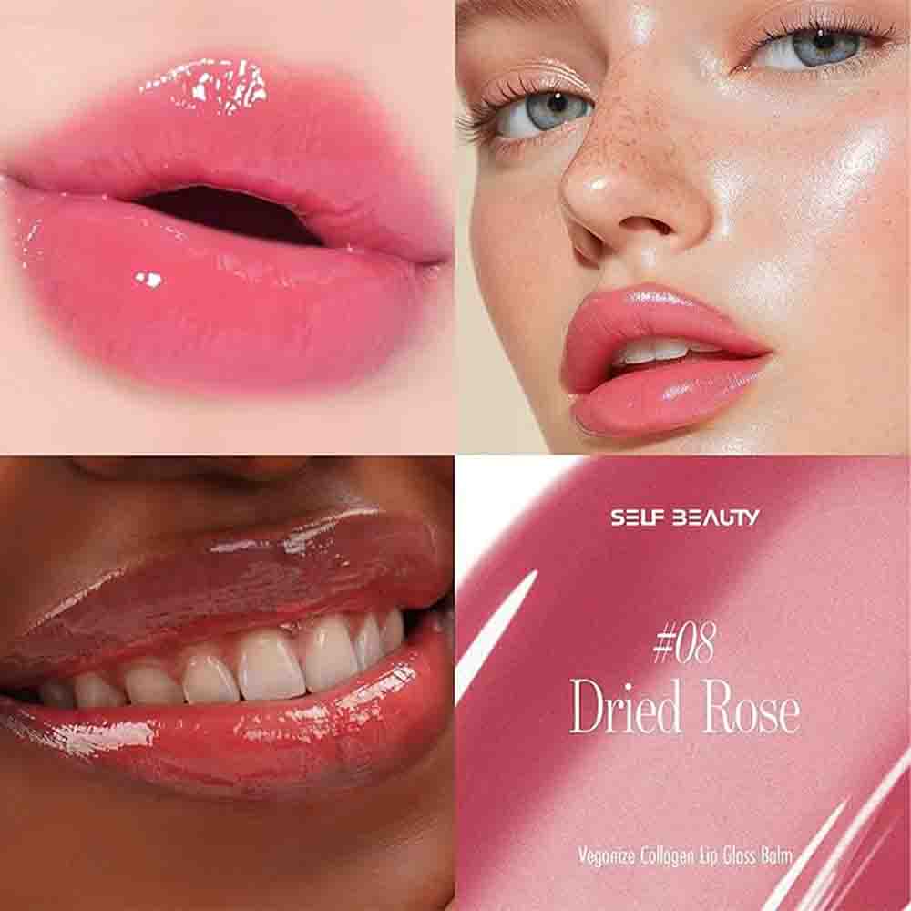 SELF BEAUTY Veganize Collagen Lip Glass Balm #08 DRIED ROSE