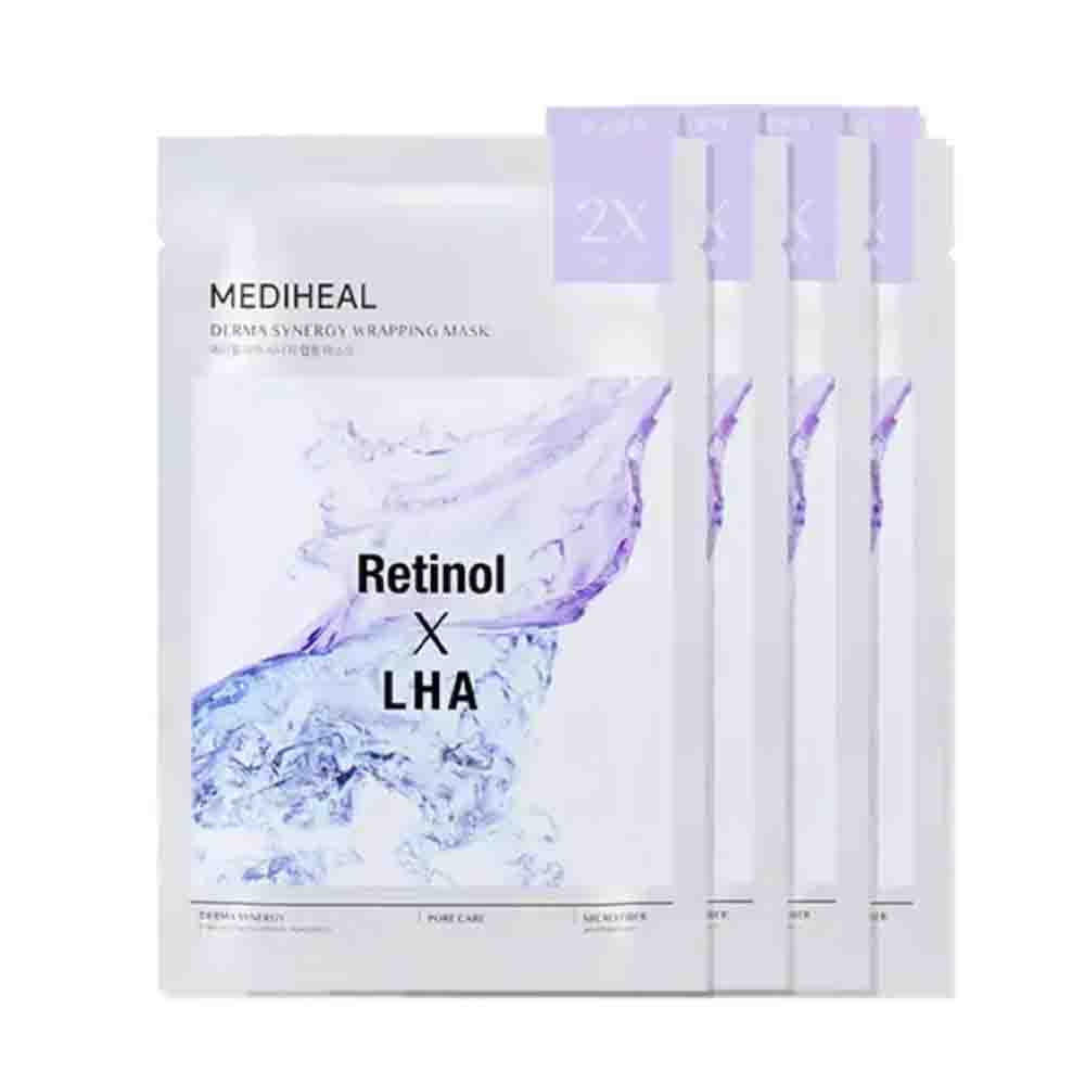 MEDIHEAL Derma Synergy Wrapping Mask for Pore Elasticity (Retinol x LHA) 4Pcs