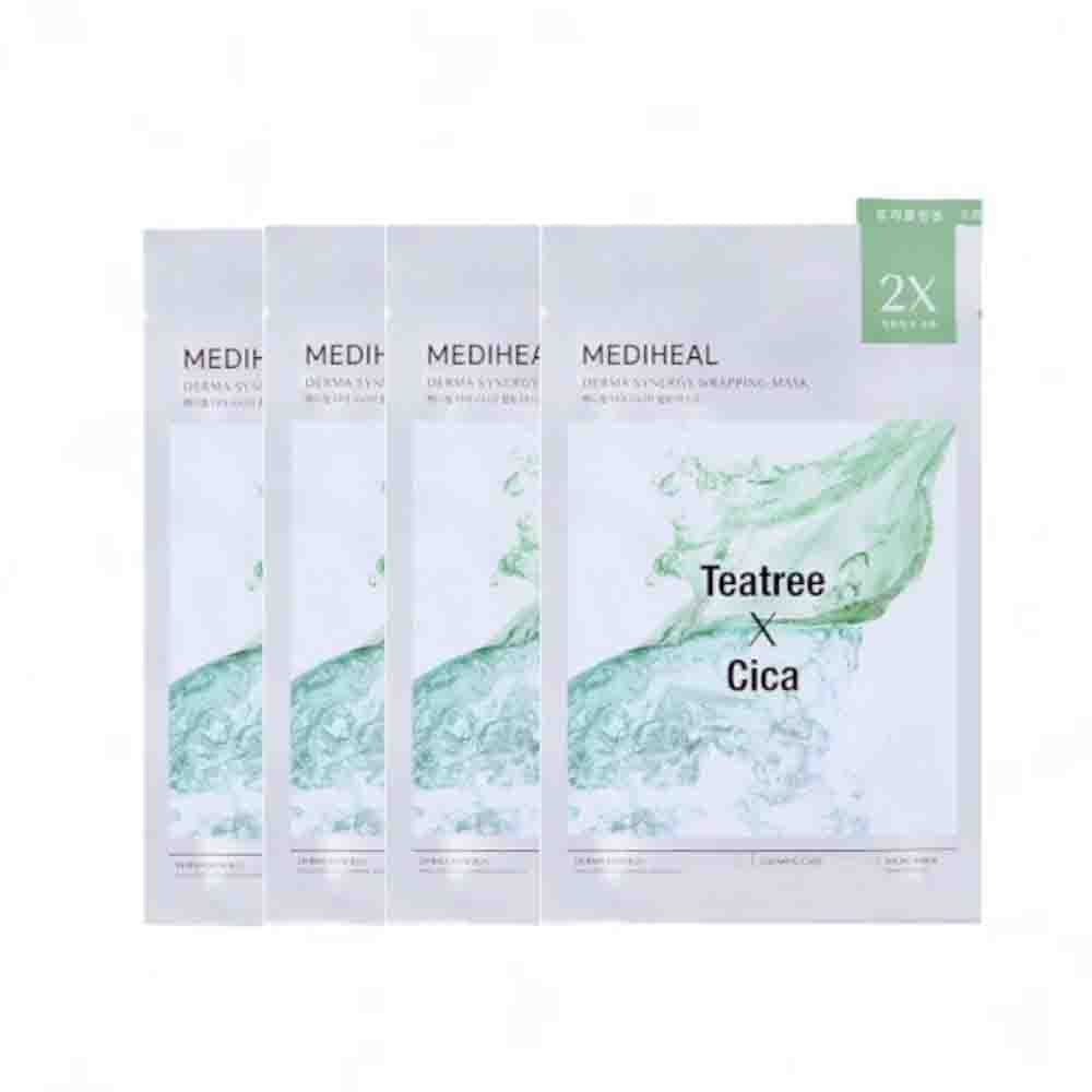 MEDIHEAL Derma Synergy Wrapping Mask for Intensive Soothing Care (Teatree x Cica) 4Pcs