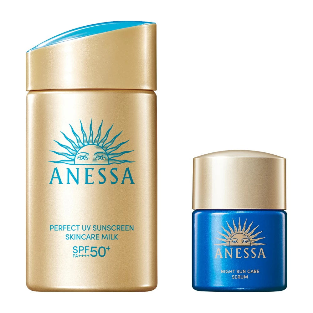 SHISEIDO ANESSA Perfect UV Sunscreen Skincare Milk SPF50+PA++++ 60ml + Night Sun Care Serum 12ml