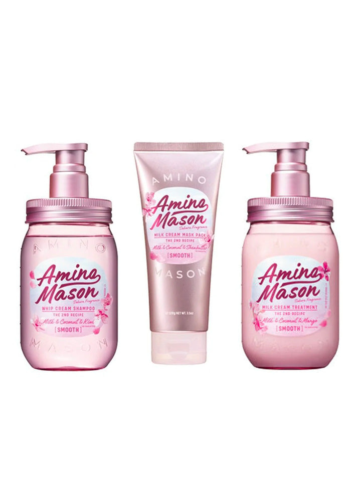 AMINO MASON Limited Kit 2021 Smooth Repair Shampoo & Treatment 450ml with Mini Hair Mask - sakura fragrance