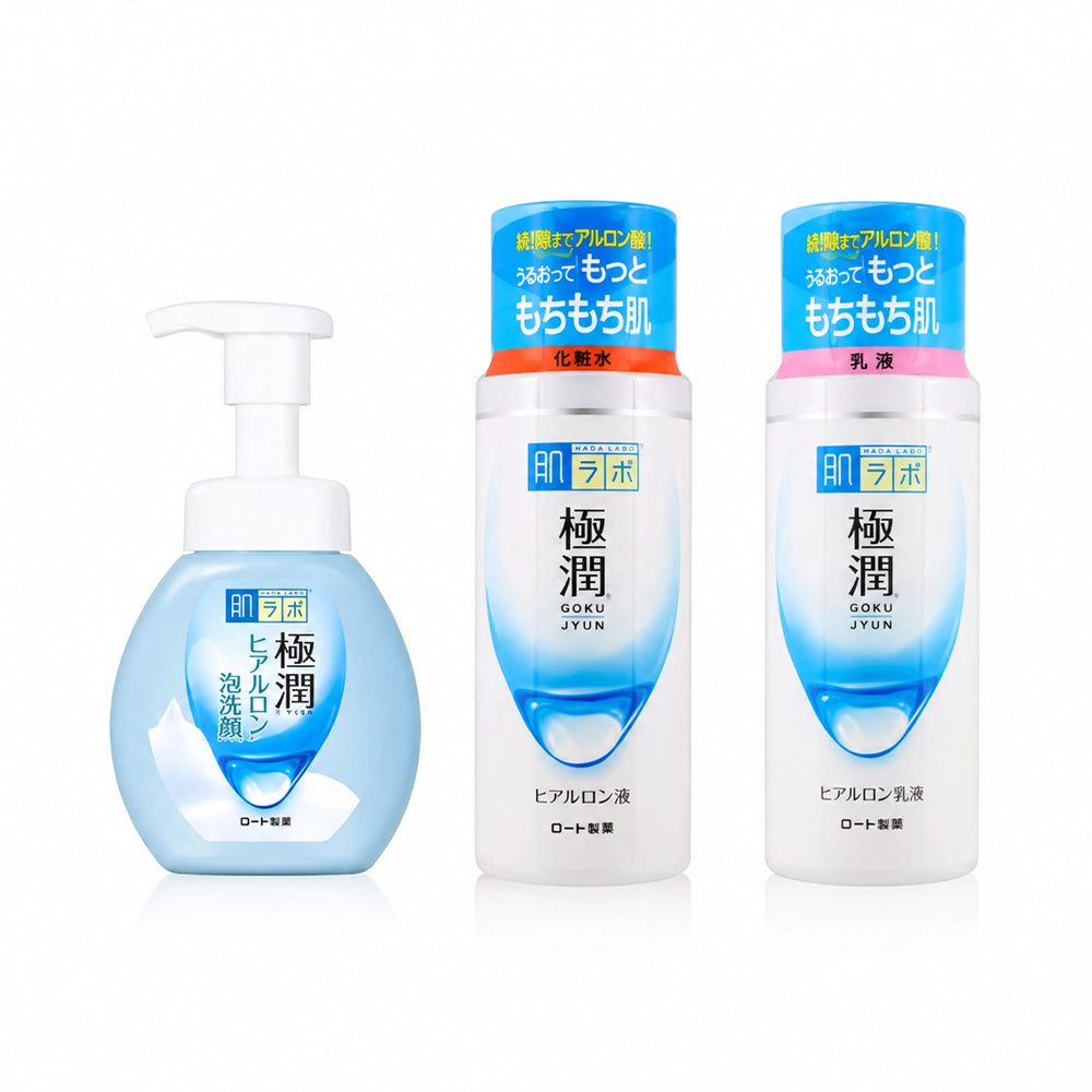 Hada Labo Gokujyun Hydration Skincare Set - Cleanser, Lotion & Milk