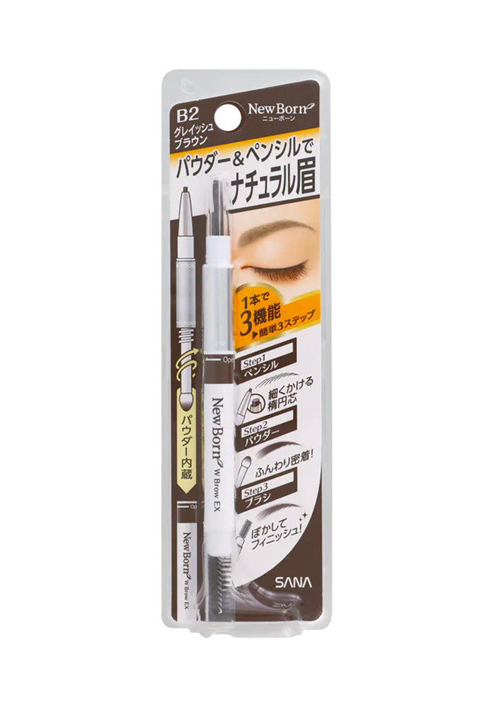 SANA New Born Eyebrow Powder &amp; Pencil, B2 Grayish Brown