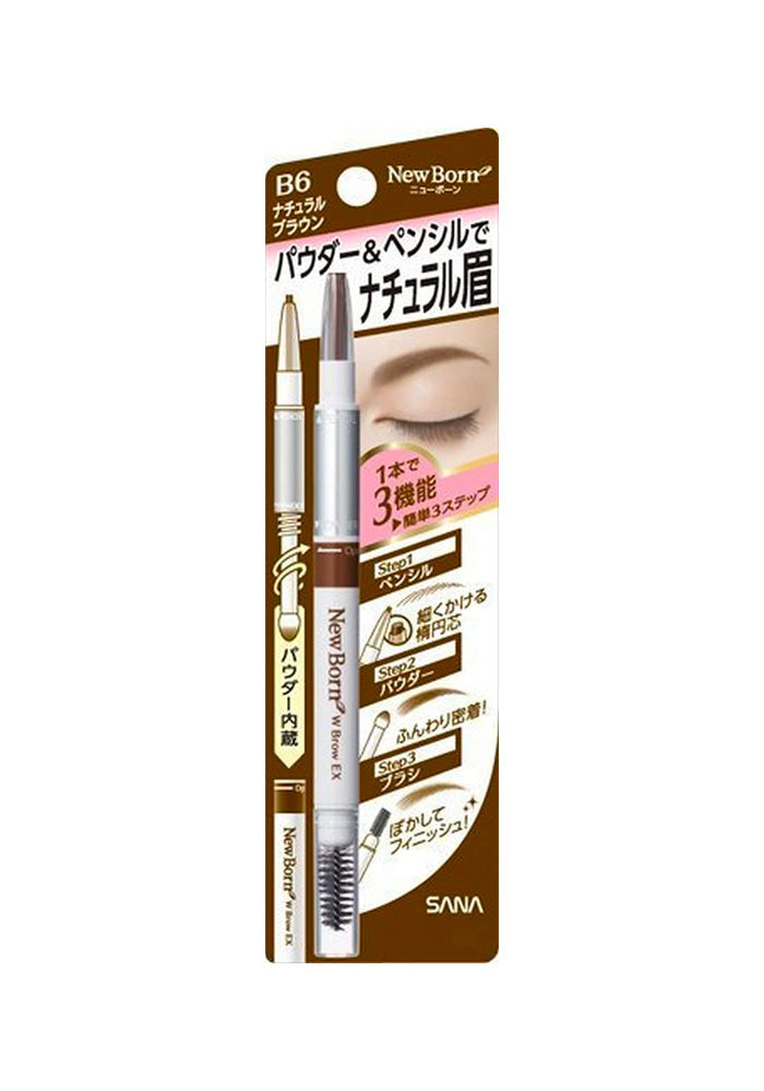 SANA New Born Eyebrow Powder &amp; Pencil, B6 Natural Brown