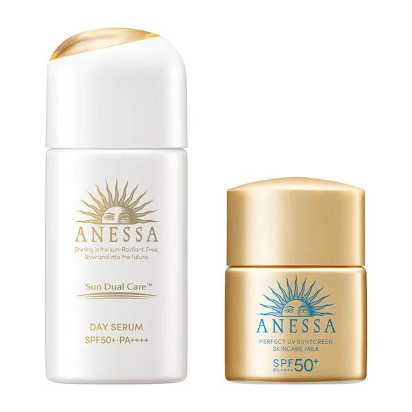 SHISEIDO Anessa Day Serum Trial Set a (Daytime Emulsion/Makeup Base 30ml + Perfect UV Skin Care Milk 12ml) SPF50+ PA++++