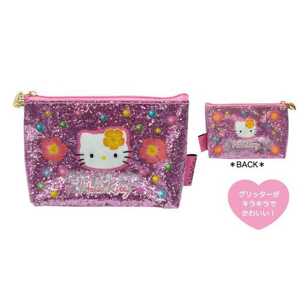 SANRIO Hello Kitty Glitter Pouch Hibiscus