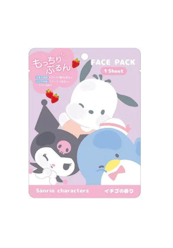SANRIO Hyaluronic Acid & Collagen Moisturizing Elastic Glowing Face Sheet Mask-Sanrio Characters(Strawberry Scent)