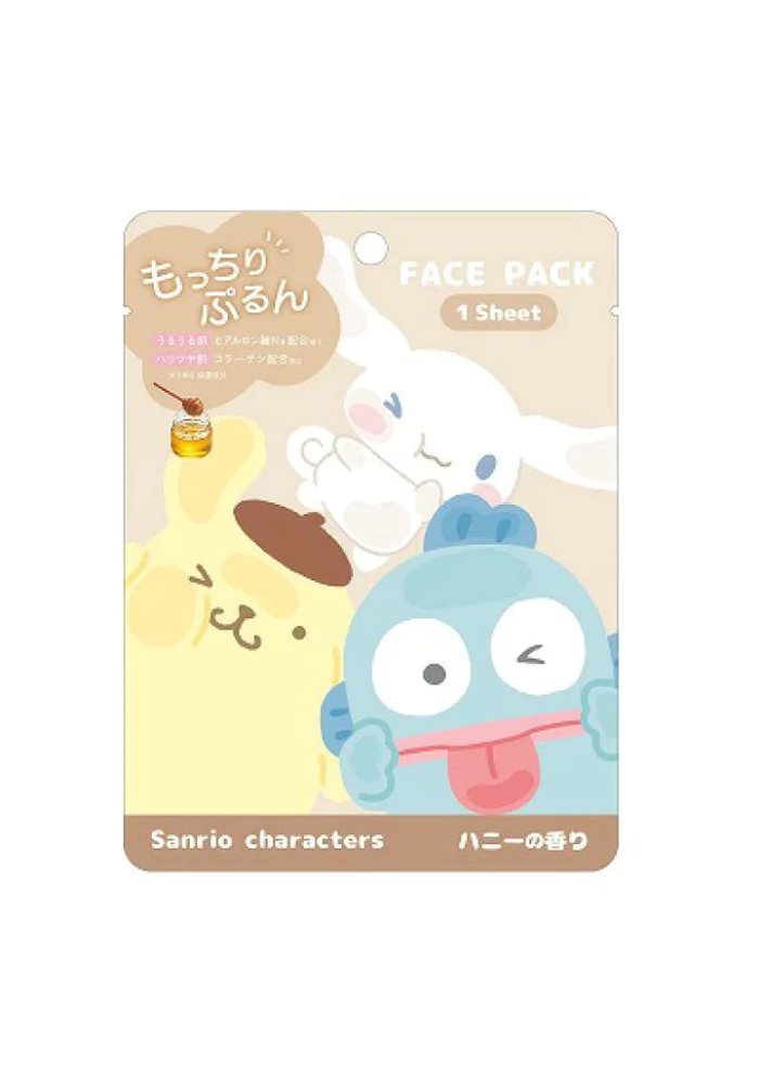 SANRIO Hyaluronic Acid & Collagen Moisturizing Elastic Glowing Face Sheet Mask-Sanrio Characters(Honey Scent)